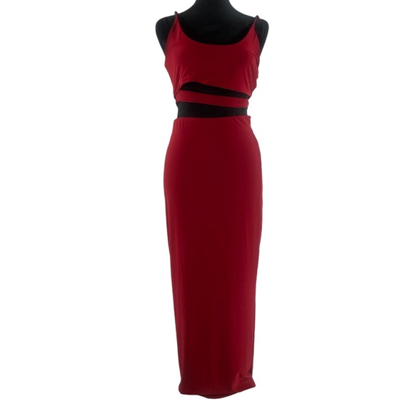 Red,Wine 2 piece dress, long pencil skirt with crop cut out top,Large, New - Picture 11 of 11